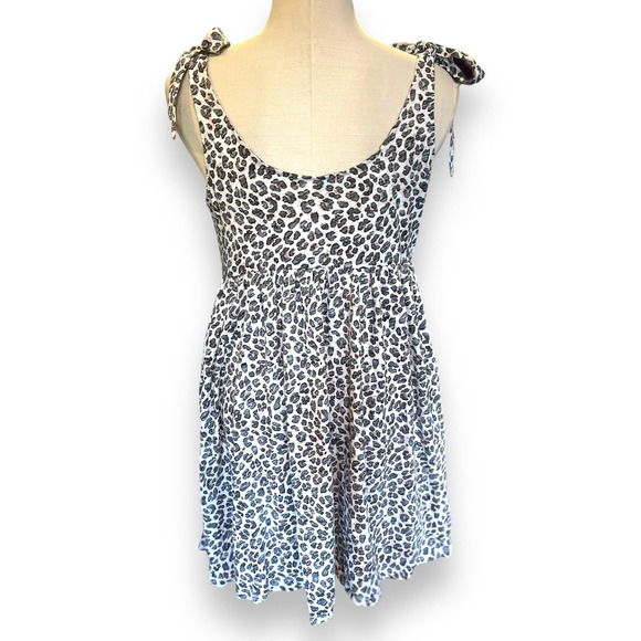 Torrid‎ 5 (5X 28) Leopard Cotton Slub Tie Shoulder Beach Cover Up Mini Dress New - Picture 3 of 4